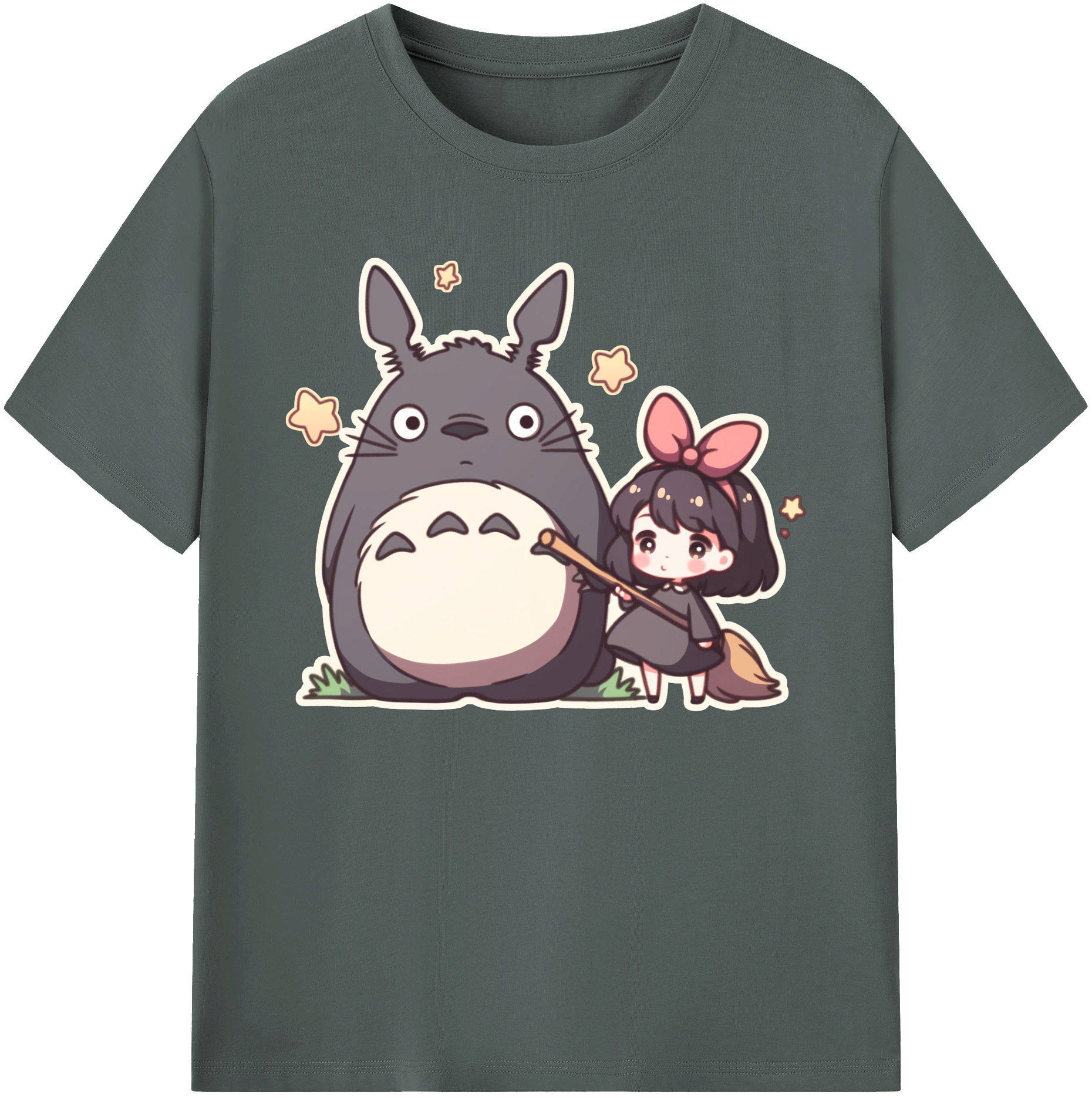 （画像用） となりのトトロ 草壁メイ 草壁サツキ My Neighbor Totoro Satsuki Kusakabe Mei Kusakabe 綿100％ メンズ半袖Tシャツ｜肌触りやわらか＆通気性
